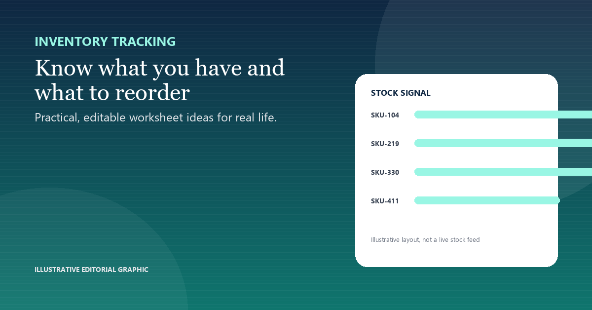 Illustrative editorial cover for Inventory Tracking Templates